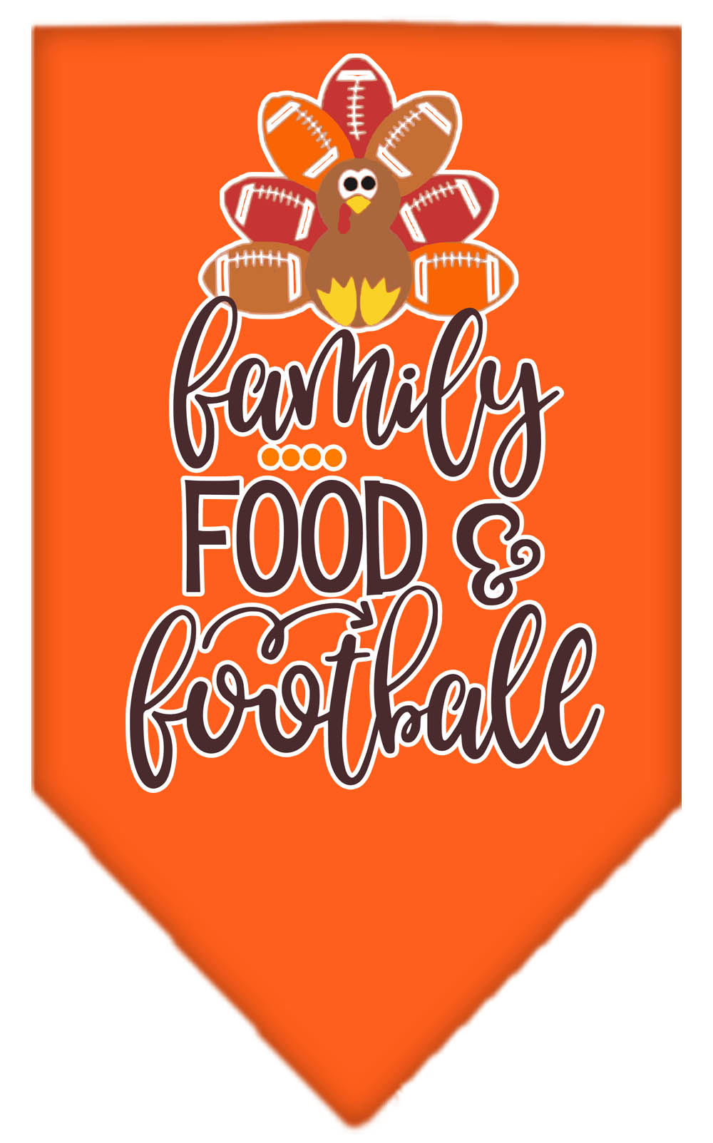 Family, Food, and Football Screen Print Bandana Orange Small